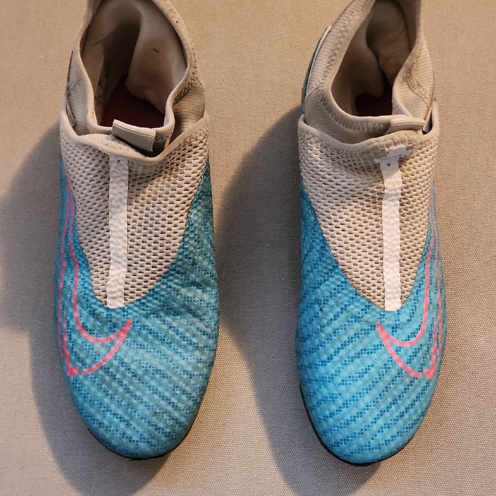 Blue and Pink Soccer Cleats